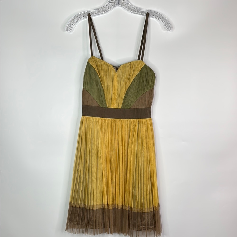 RYU Pleated Sweetheart Colorblock Sundress Size Medium NWT